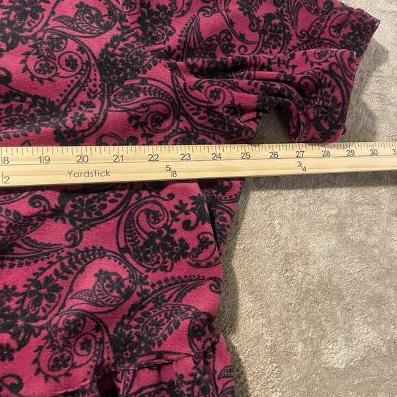 Woman Within Dress Womens 18/20 Midi Velour Velvet Pink Paisley Button Front - Picture 6 of 7